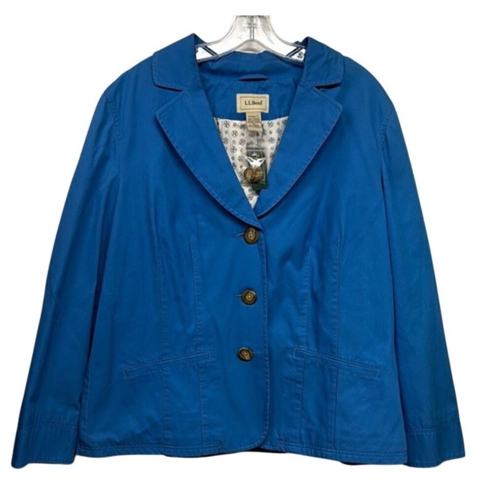 New L.L. Bean Women's Cobalt Blue Button Down Jacket with Two Front Pockets‎ 18W